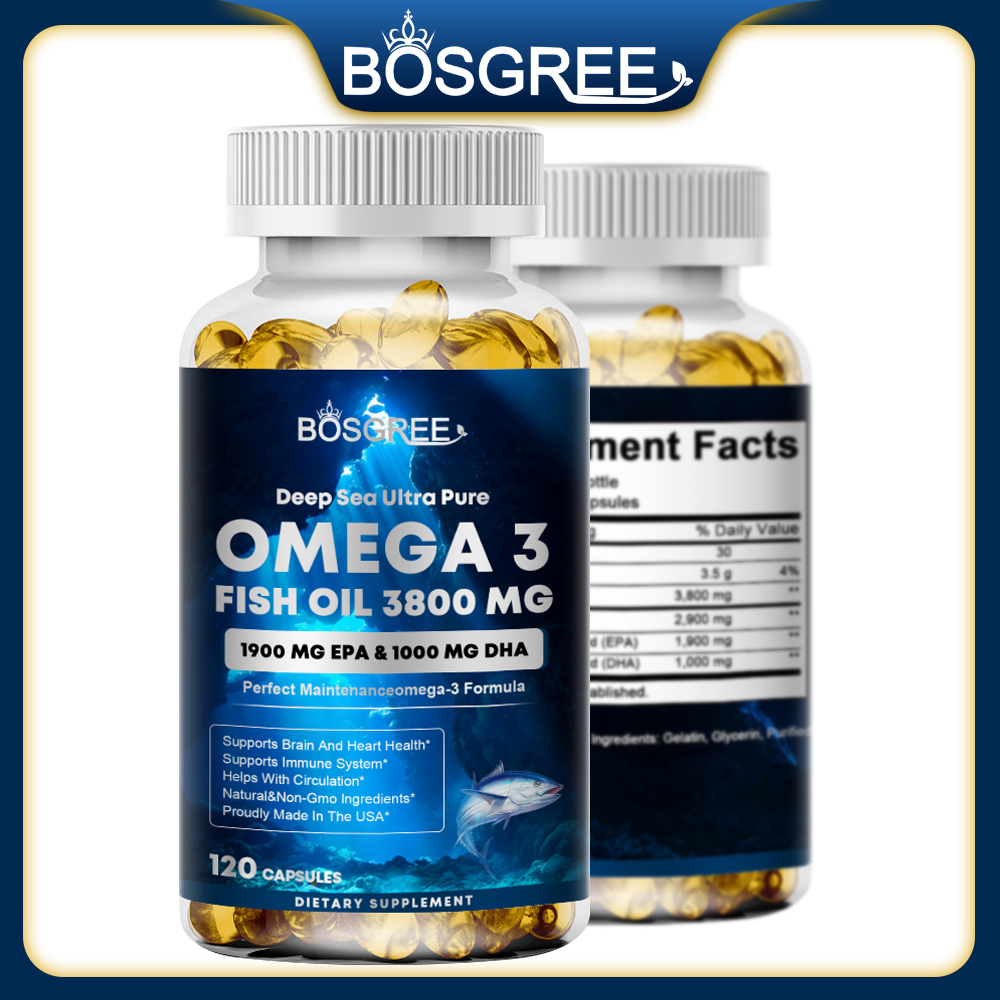Omega 3 Fish Oil - Omega-3-Fischöl-Nahrungsergänzungsmittel, EPA+DHA - Geeignet für Herz-,
