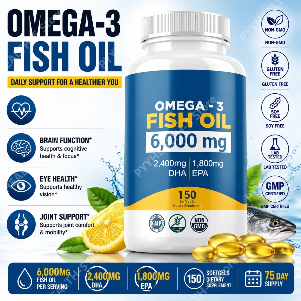 Omega 3 Fish Oil - Hochwirksame Omega-3 Fischöl-Softgels mit DHA 2400mg