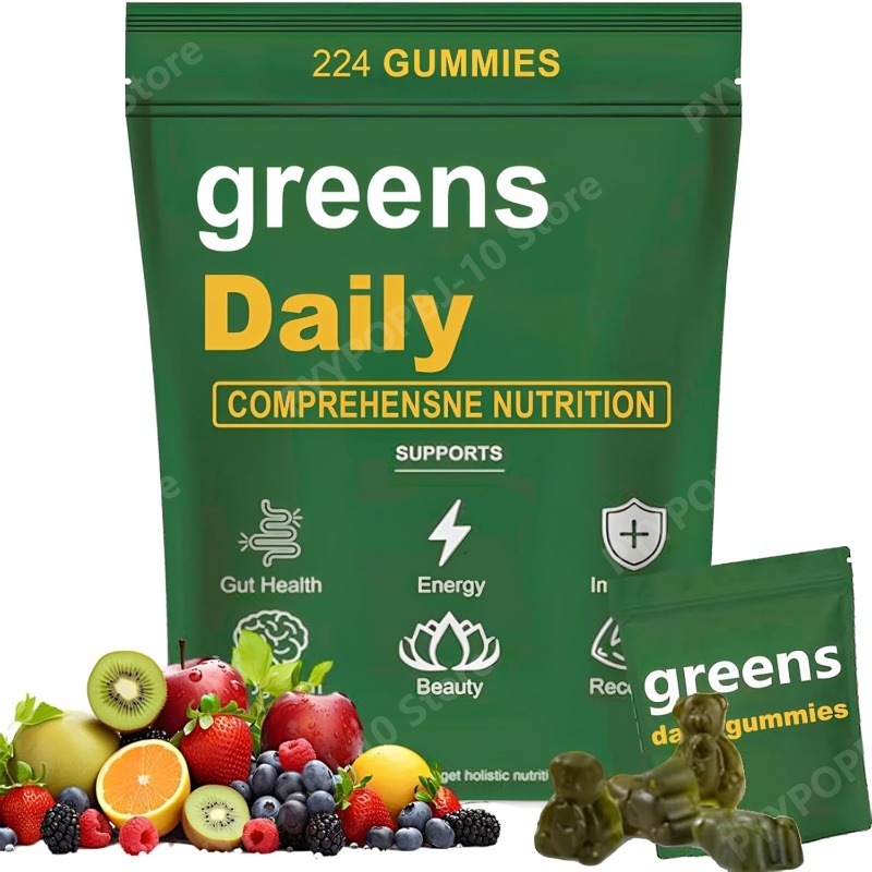 Multivitamin Gummy Adult - Greens Gummies Bio-Chlorella und Spirulina, Verdauungs-